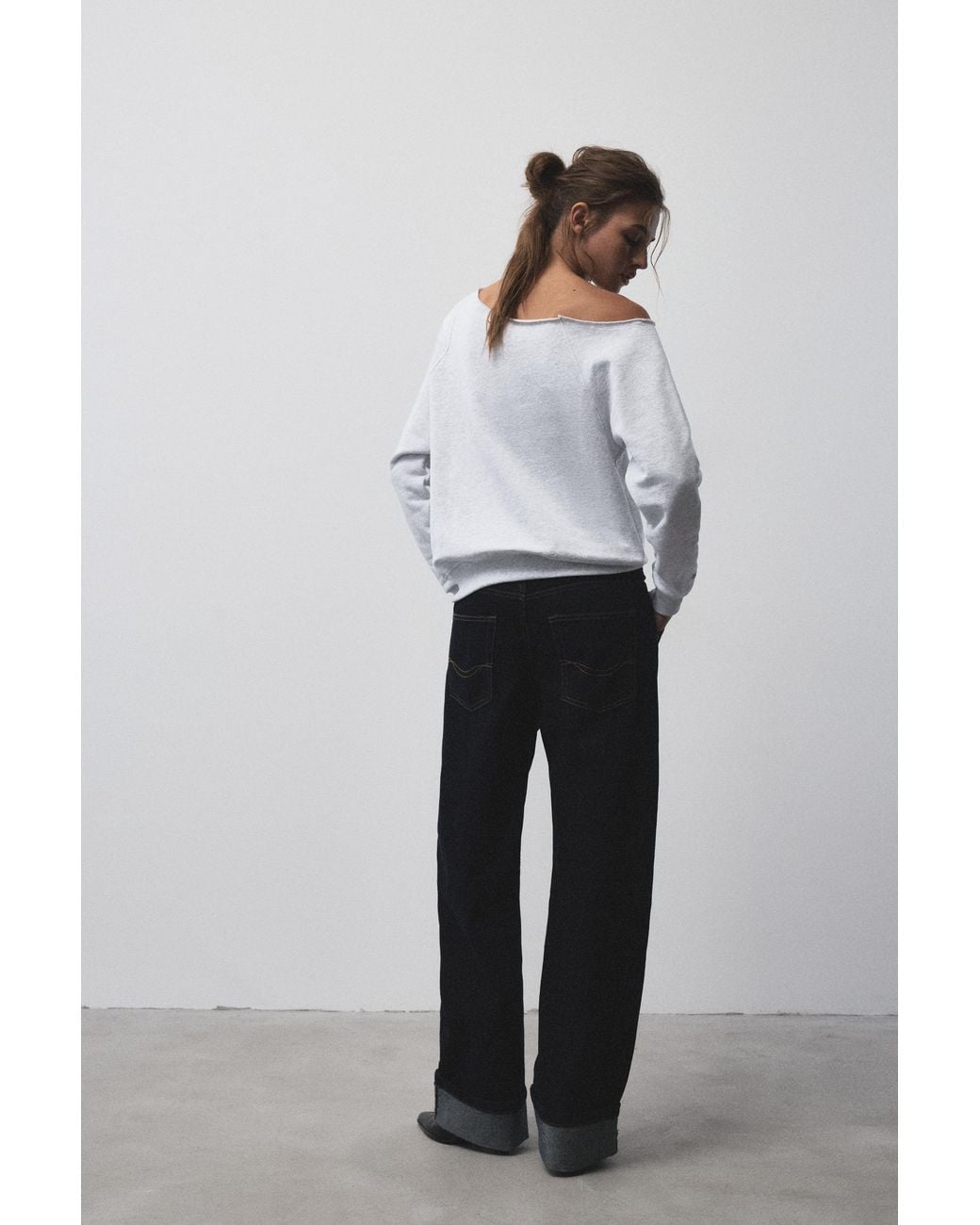 Sweat Asymétrique Imprimé Pull&Bear en coloris White