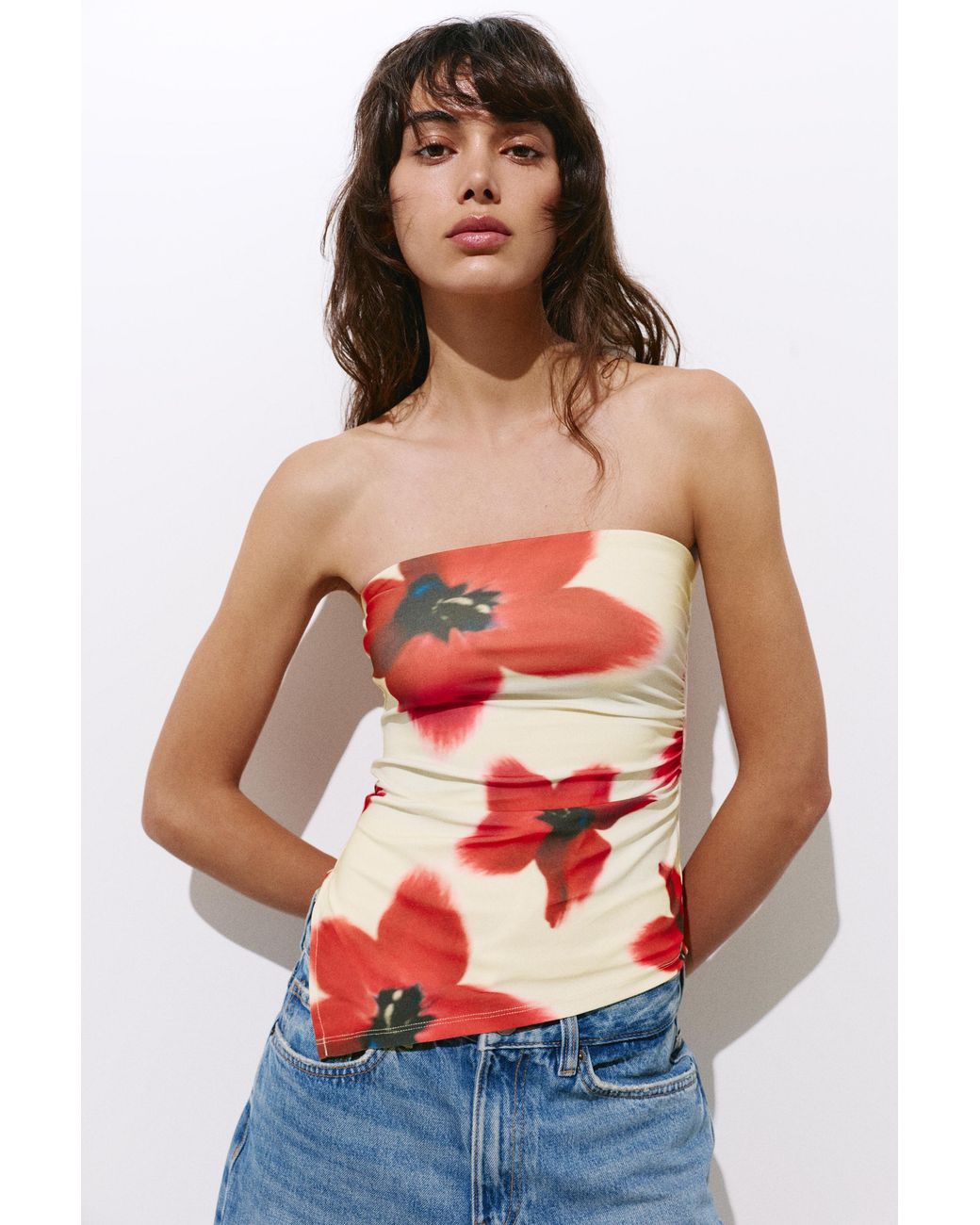 Pull&Bear Multicolor Floral Bandeau Top