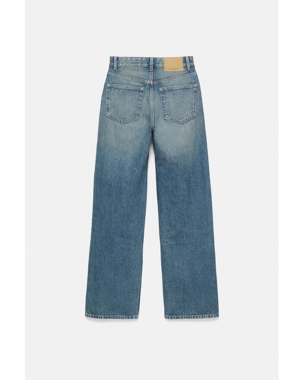 Pull&Bear Blue High-Waist Wide Straight-Leg Jeans