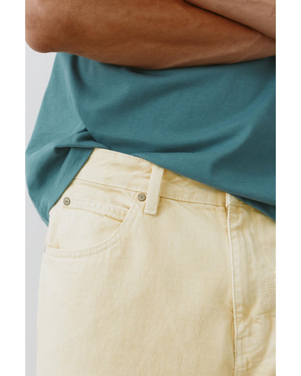 Pull&Bear Yellow Baggy Denim Bermuda Shorts for men