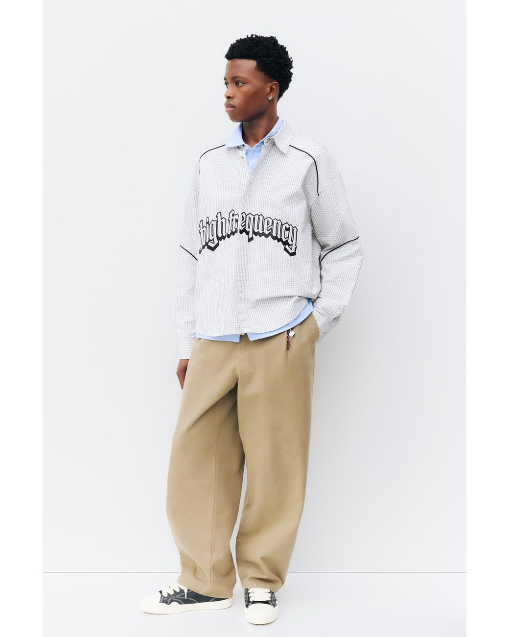 Pull&Bear Geruit Overhemd Met Print in het Gray voor heren