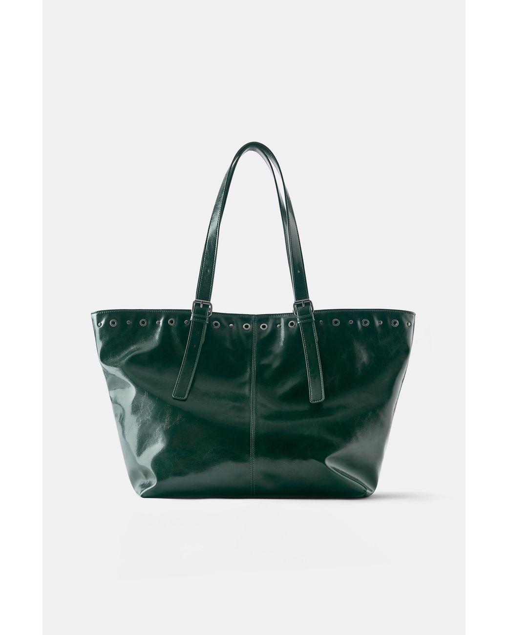 Pull&Bear Green Studded Tote Bag