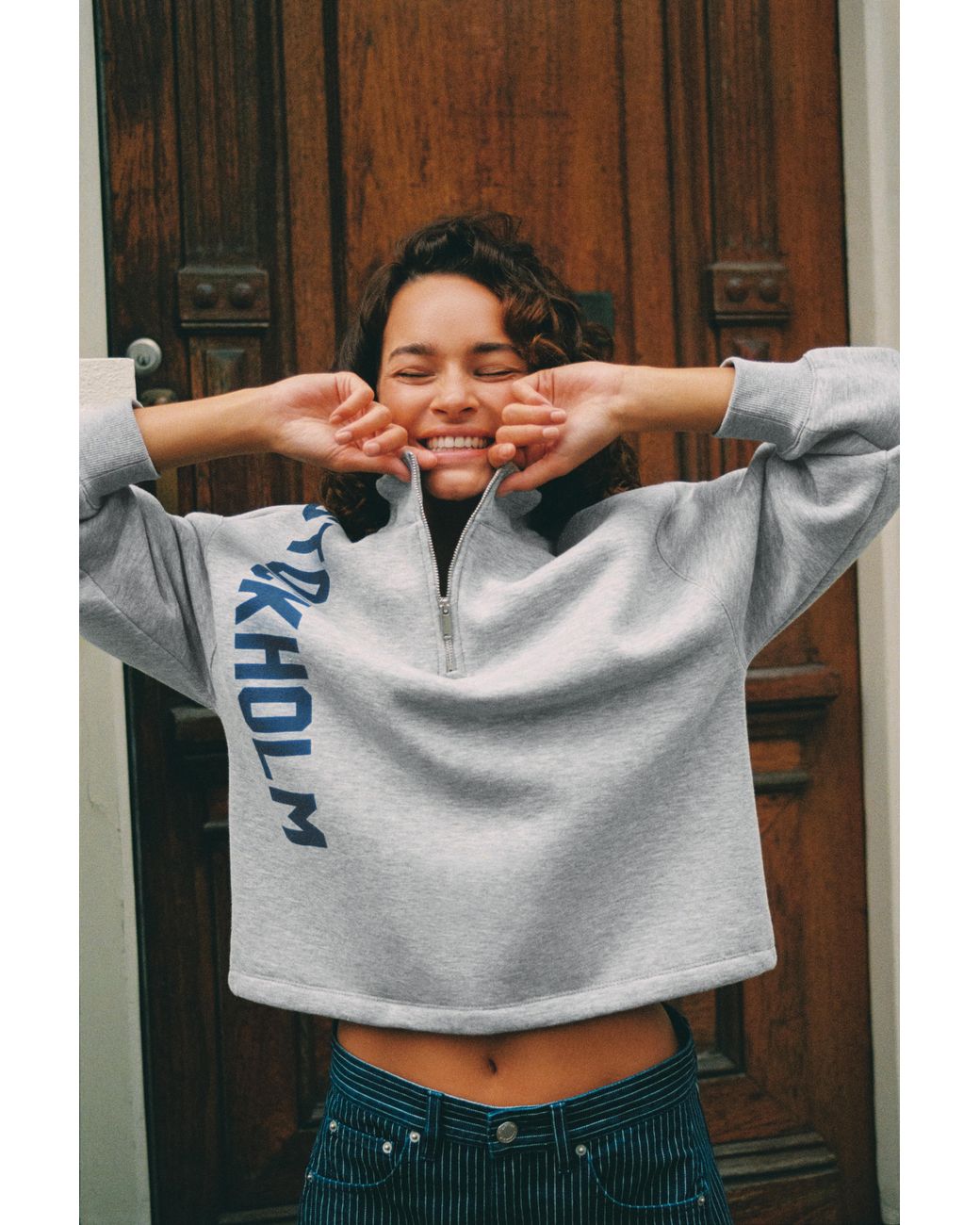 Pull&Bear Gray Stockholm Quarter-Zip Sweatshirt