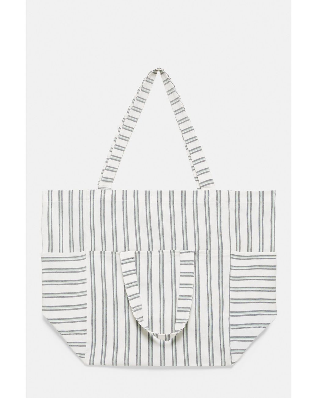 Pull&Bear White Striped Medium Tote Bag for men