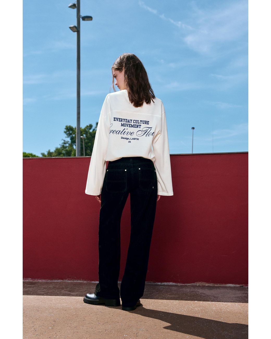 Pull&Bear Straight Broek Met Velvet Effect in het Blue