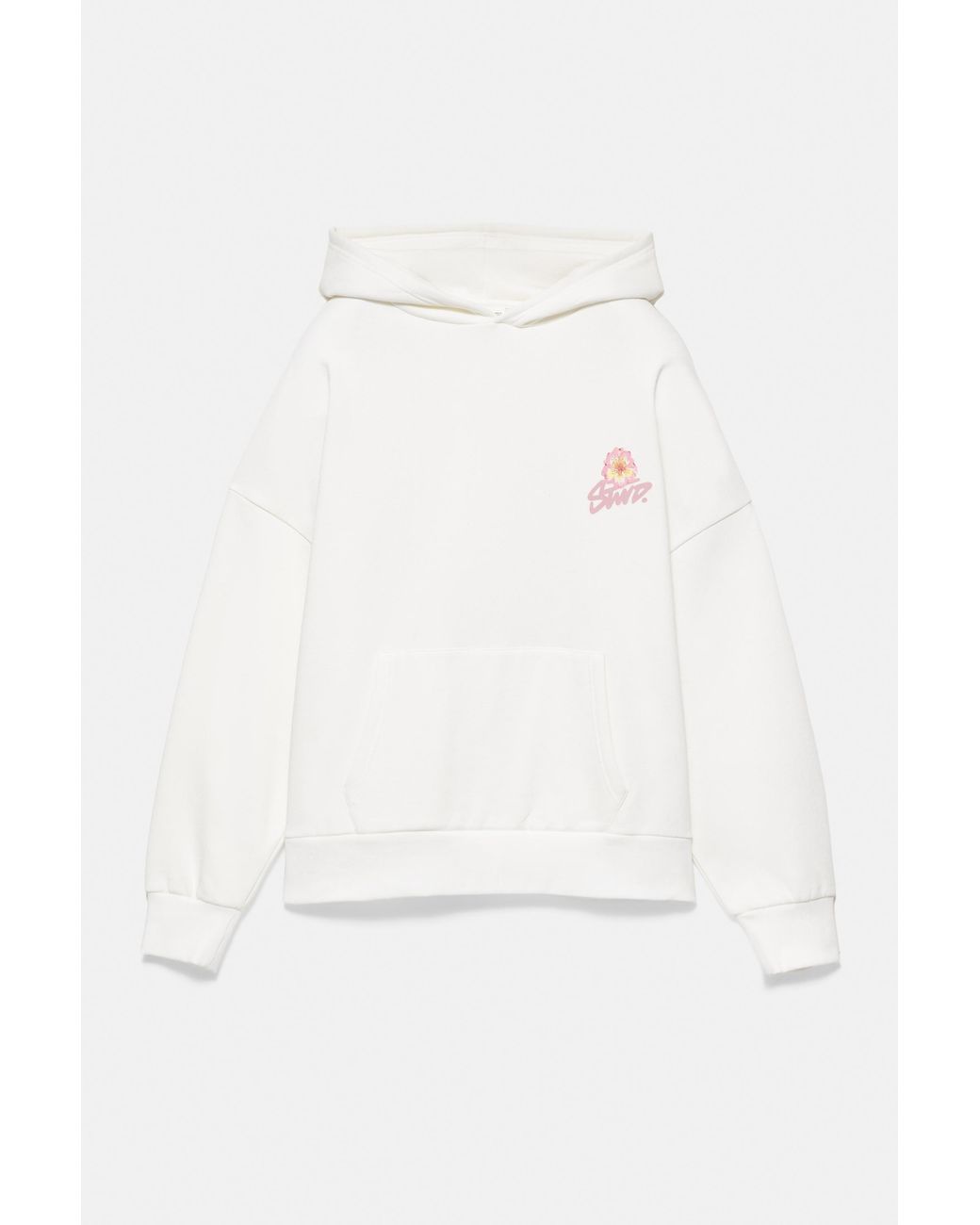 Pull&Bear White Flower Graphic Hoodie