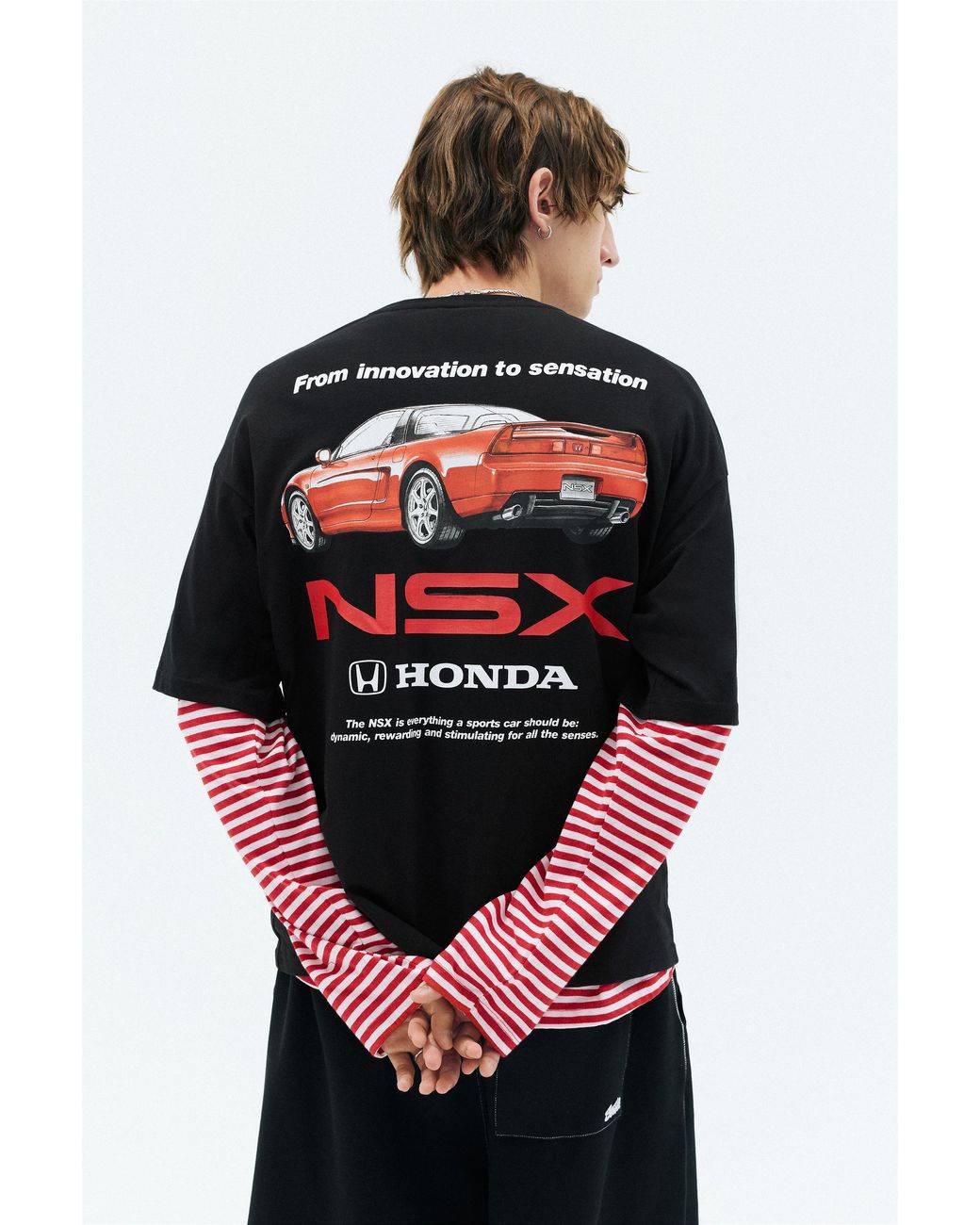 Pull&Bear Black Honda Relaxed Fit Logo T-Shirt for men