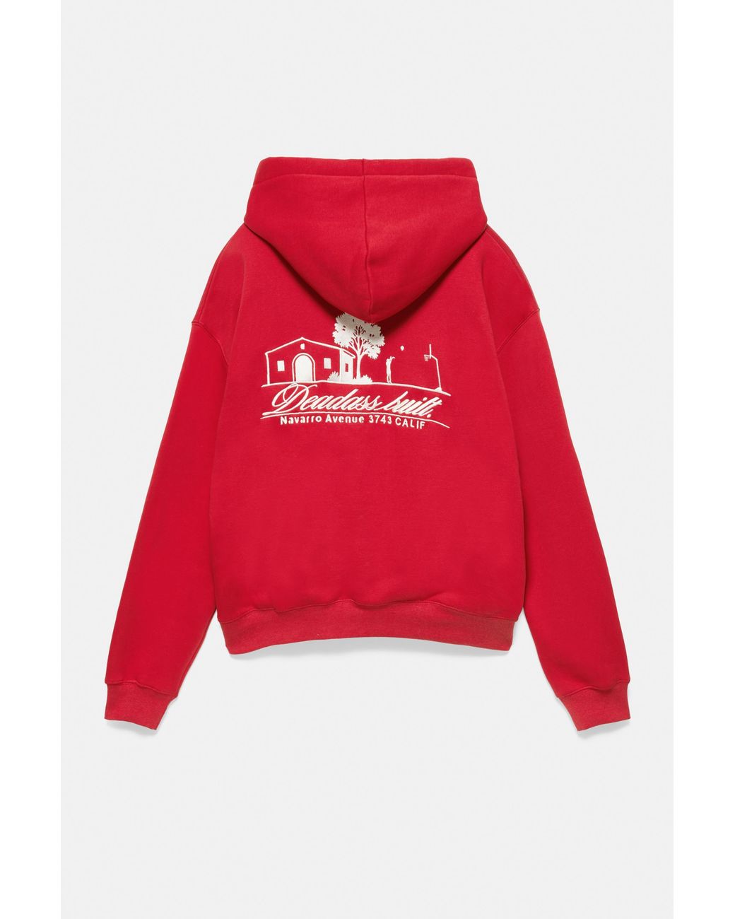 Pull&Bear Red Graphic Zip-Up Hoodie for men