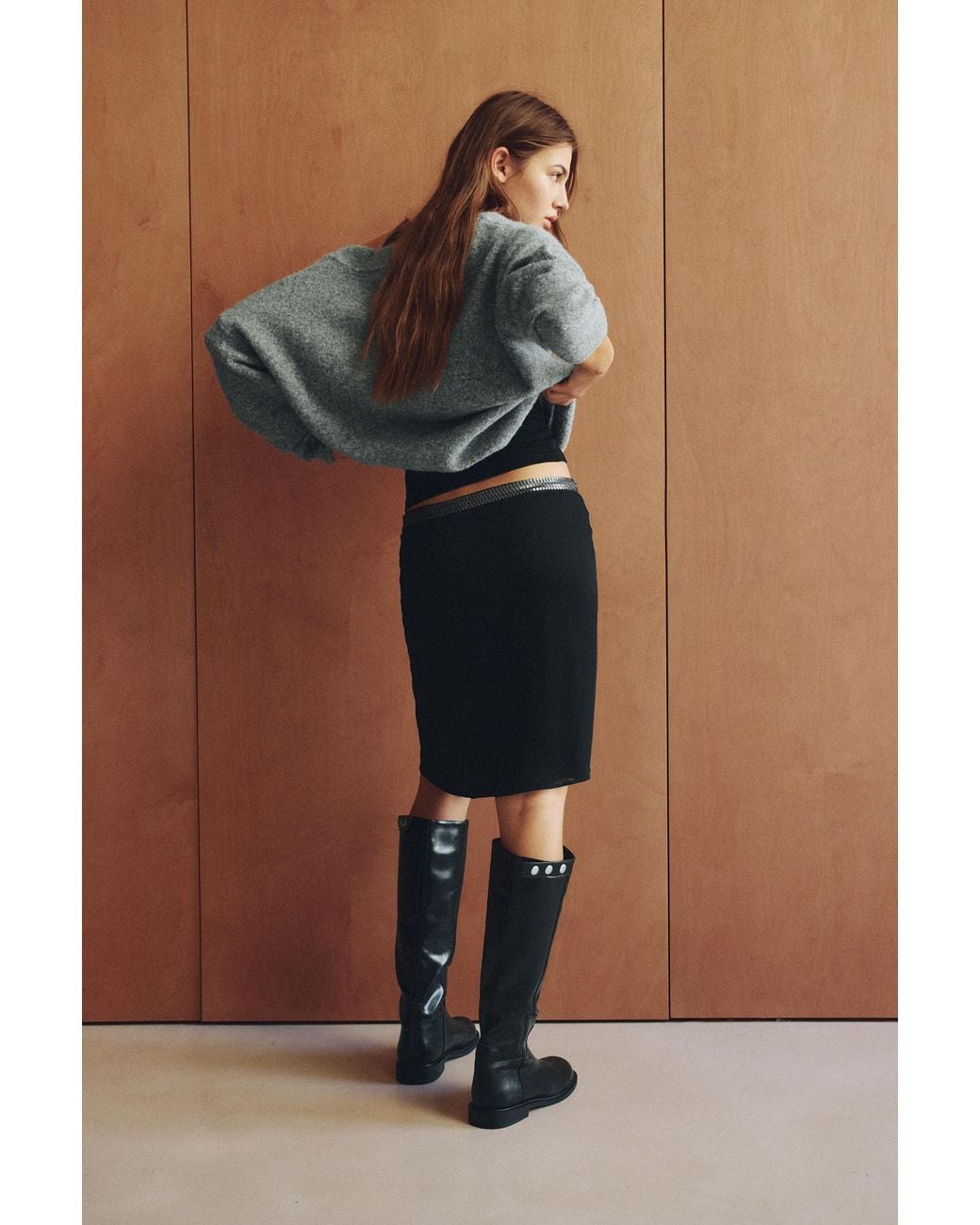 Pull&Bear Blue Straight Sequin Midi Skirt
