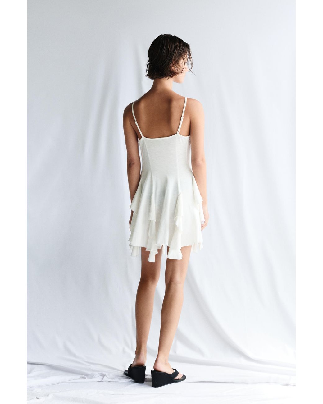 Pull&Bear White Strappy Flared Mini Dress
