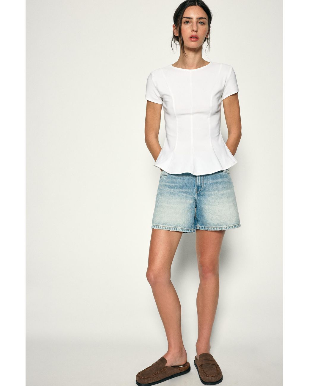 Pull&Bear Blue Peplum Top