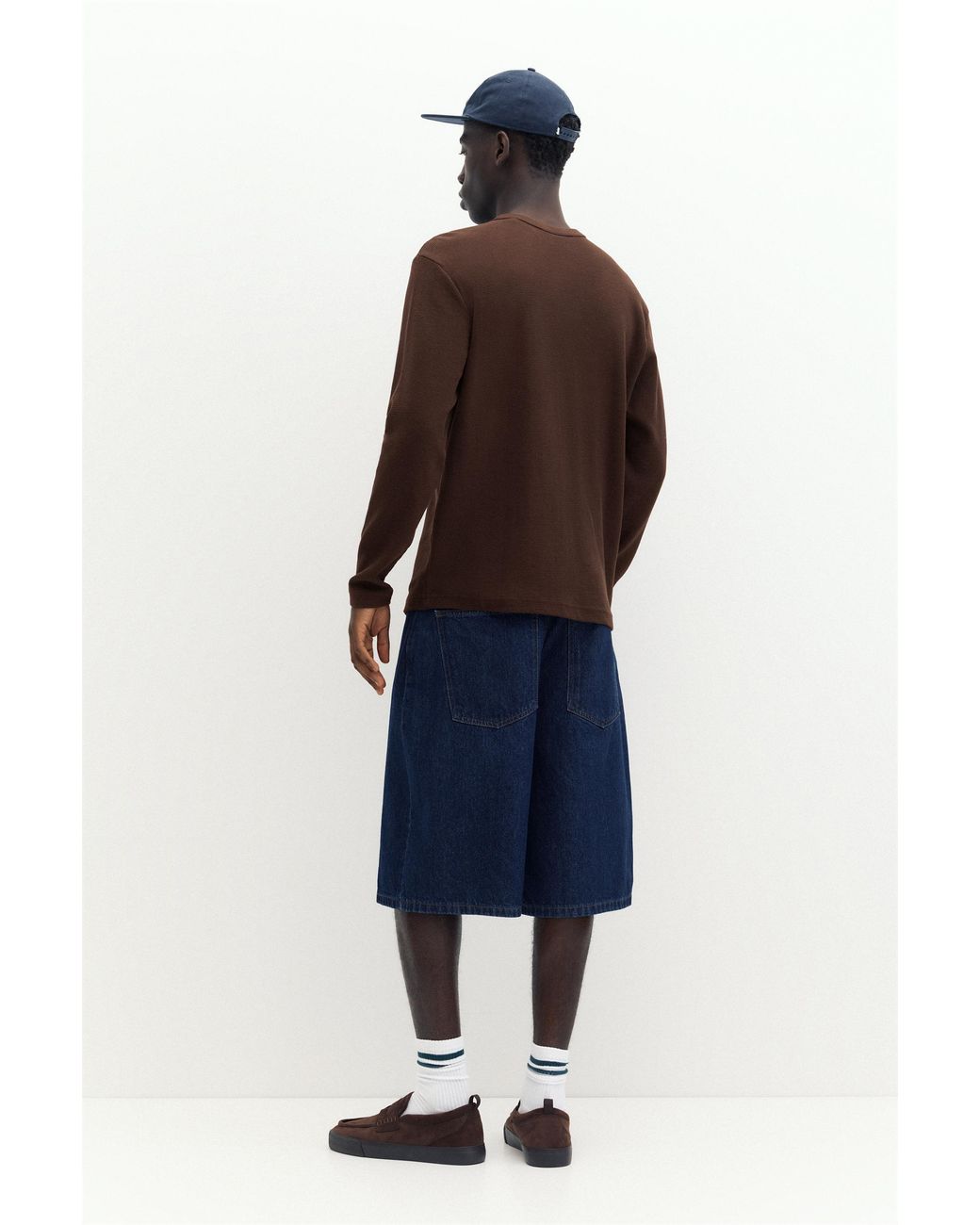 Pull&Bear Brown Long Sleeve Henley T-Shirt for men