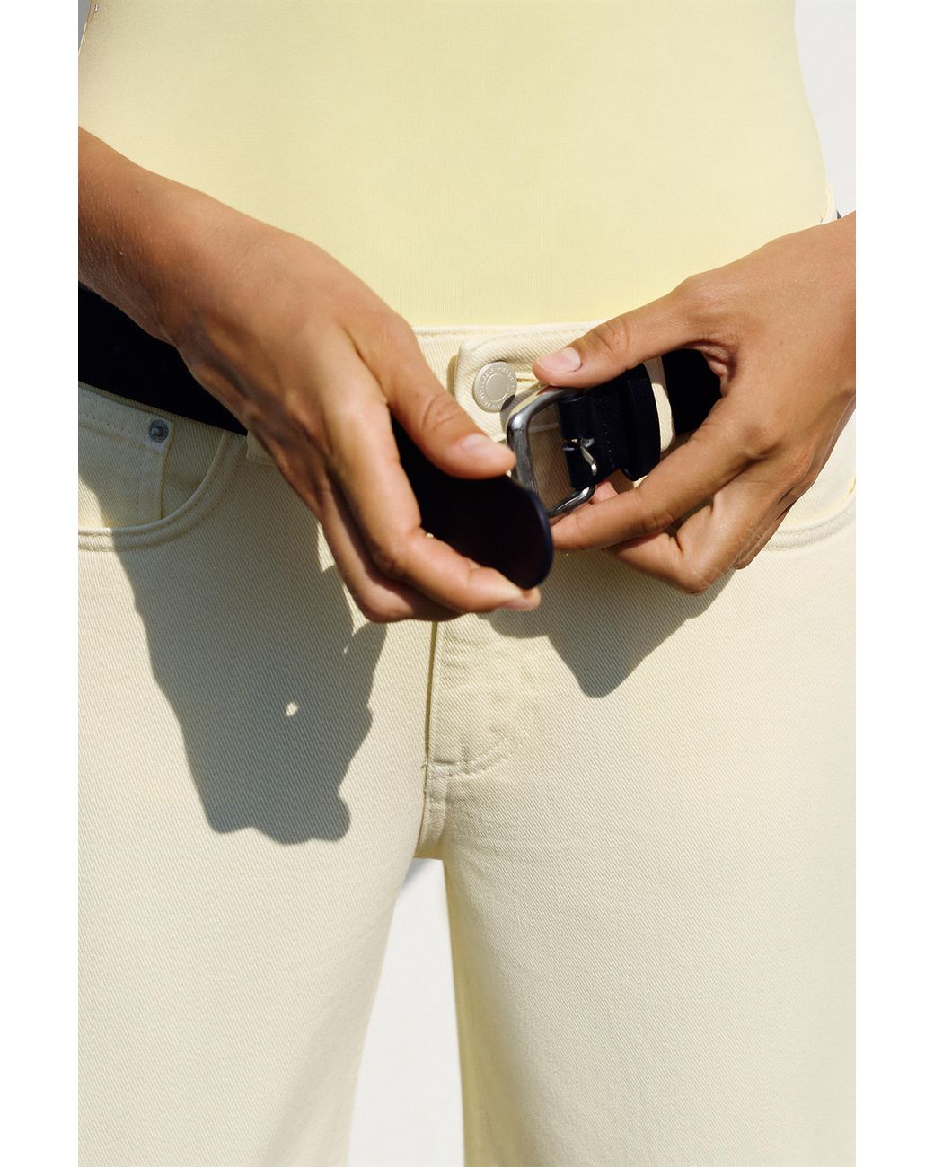 Pull&Bear Black Square Buckle Belt