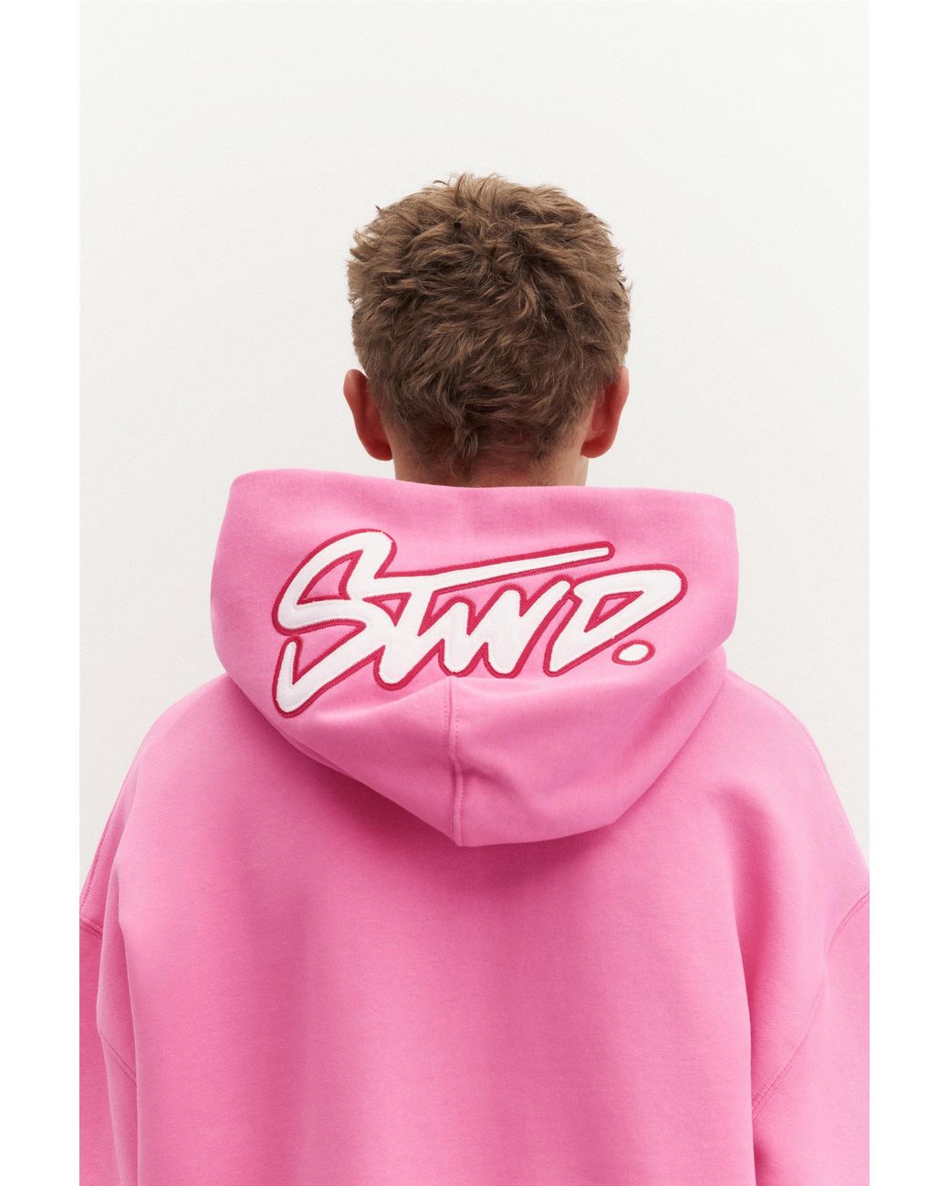 Pull&Bear Pink Boxy-Fit Stwd Logo Sweatshirt With Hood for men