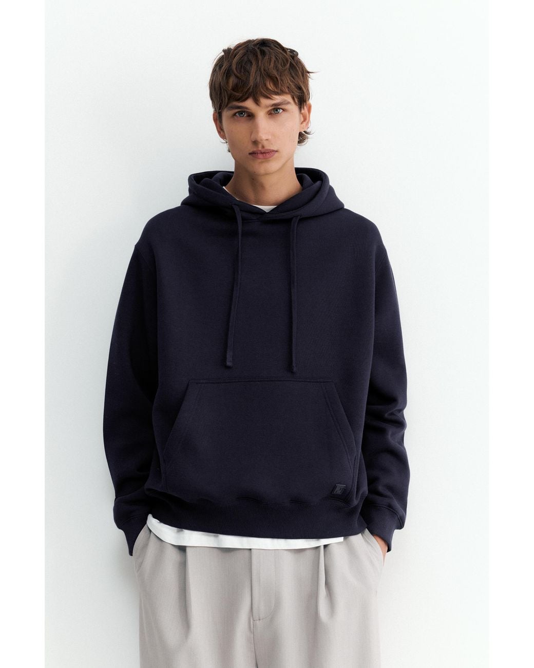 Pull&Bear Blue Basic Hoodie for men