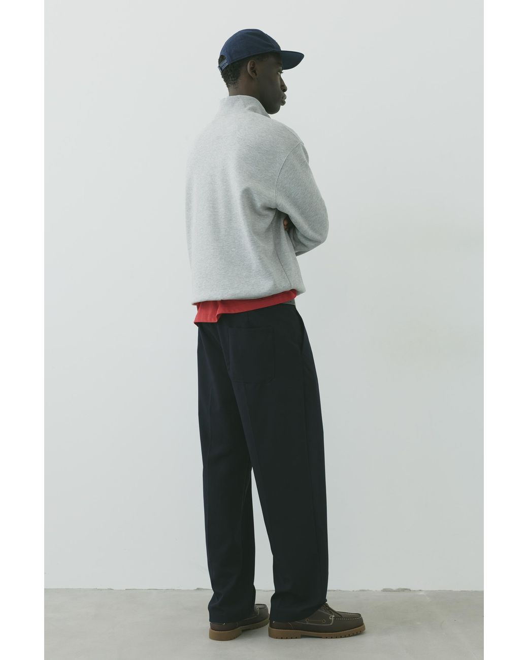 Pull&Bear Blue Wide-Leg Tailored Fit Trousers for men