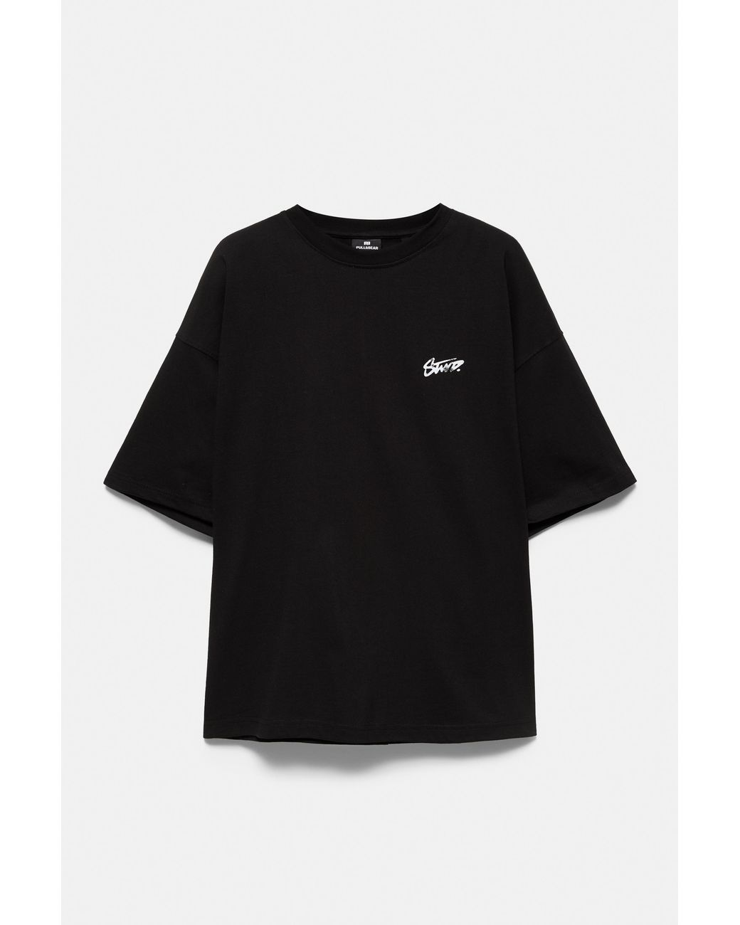 Pull&Bear Black Oversize Stwd T-Shirt for men