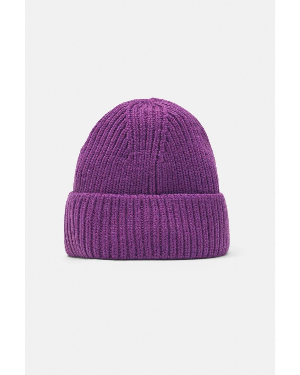 Pull&Bear Purple Chunky Knit Beanie for men