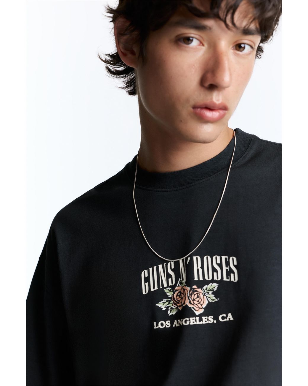 Pull&Bear Black Relaxed Fit Guns N' Roses T-Shirt for men