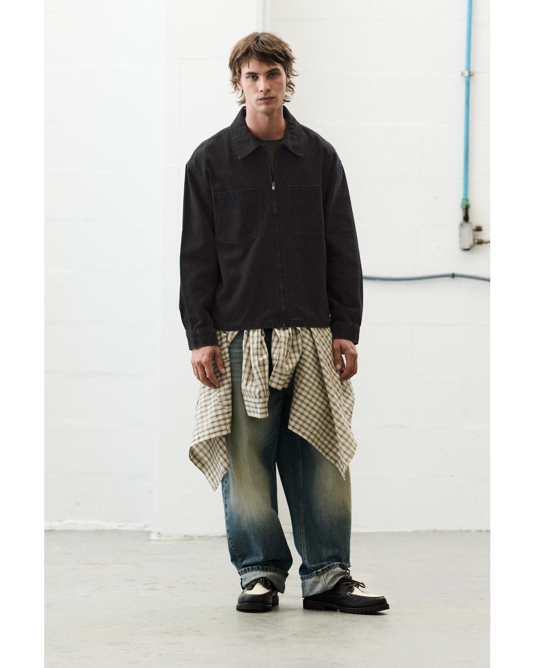 Giacca Camicia Con Zip di Pull&Bear in Black da Uomo