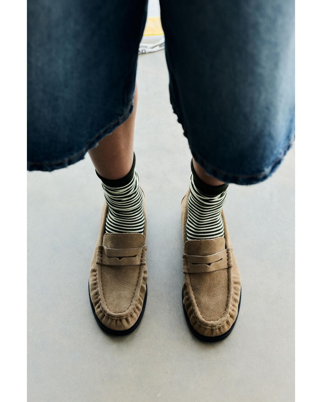 Pull&Bear Blue Gathered Leather Loafers
