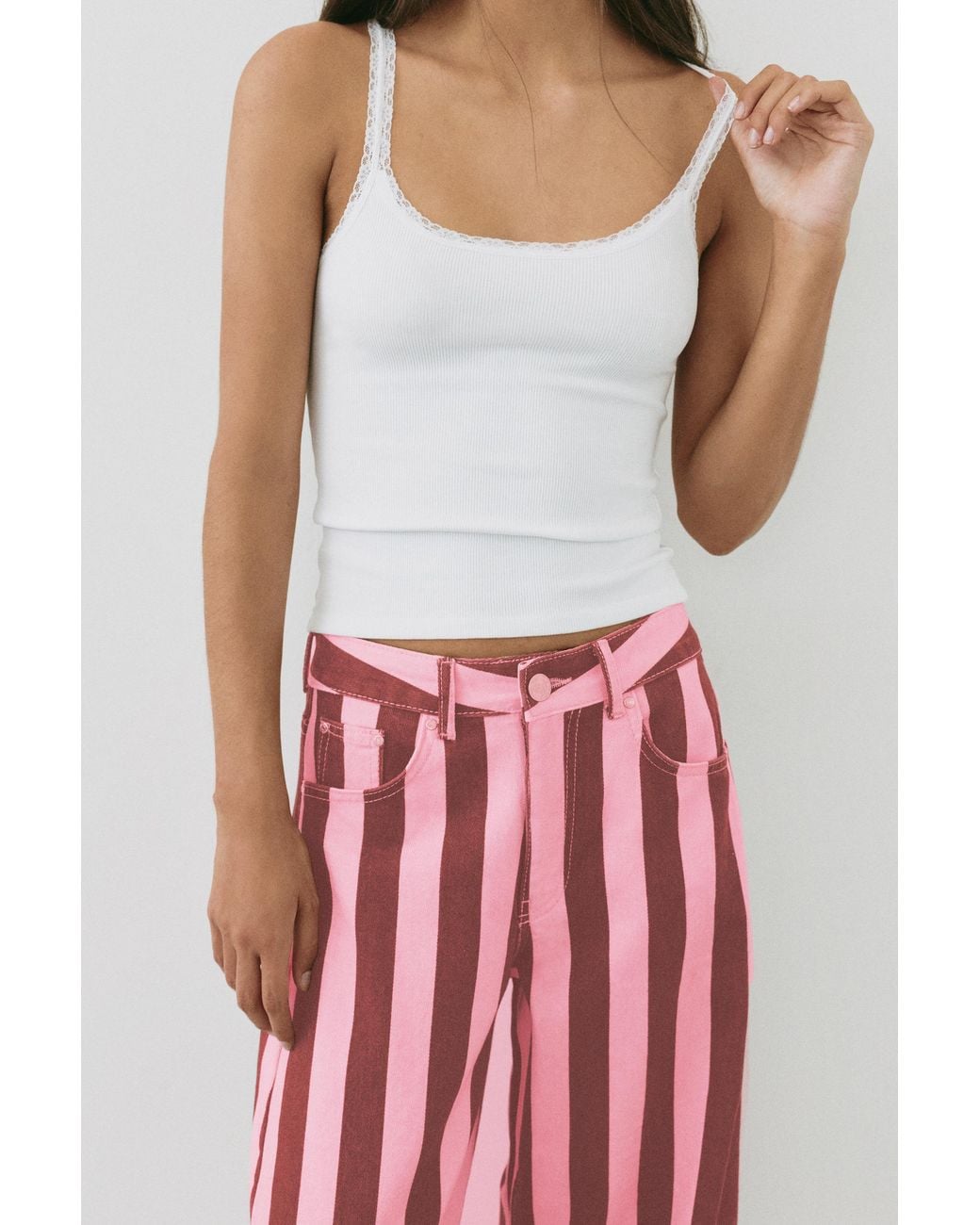 Jean Barrel À Rayures Pull&Bear en coloris Red