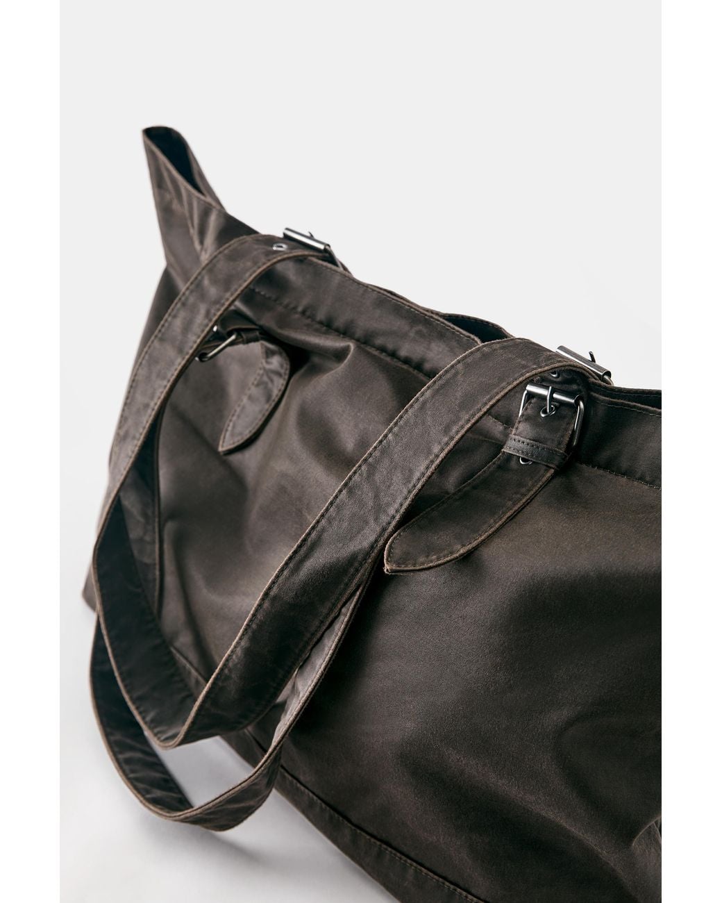Pull&Bear Black Waxed Suede Shopper Bag for men