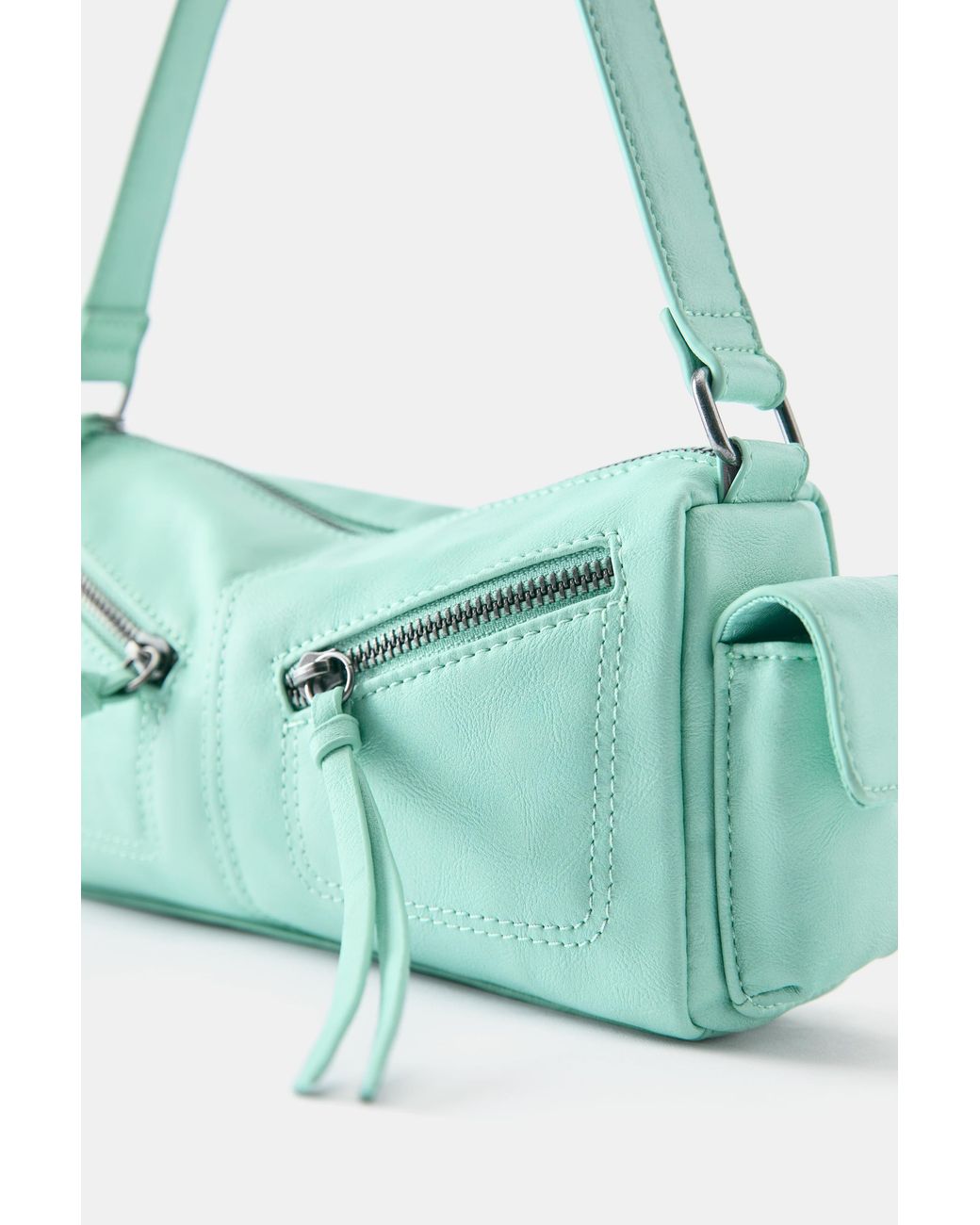 Pull&Bear Green Multipocket Shoulder Bag With Zips
