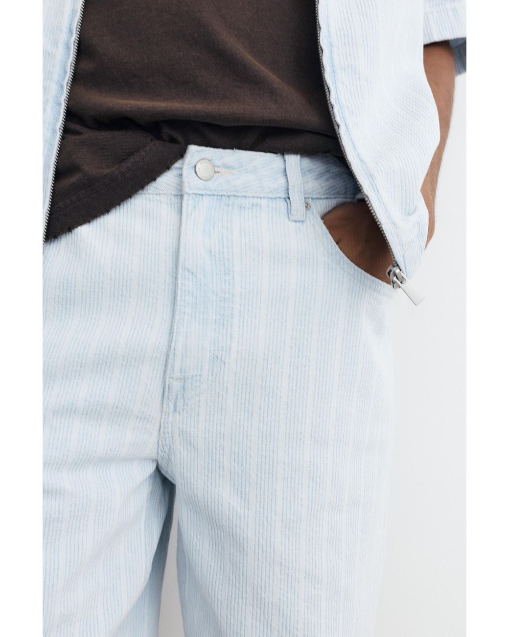 Pull&Bear Multicolor Standard Jacquard Denim Bermuda Shorts for men