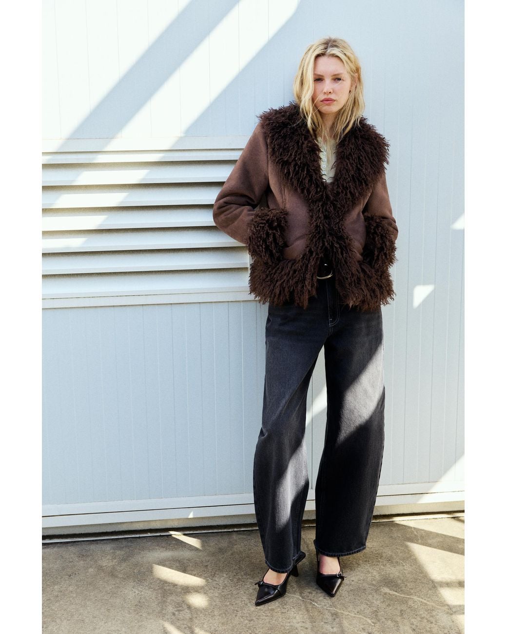 Pull&Bear Brown Fitted Faux Suede Jacket