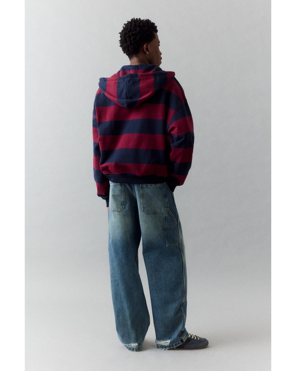 Pull&Bear Black Striped Zip-Up Hoody for men