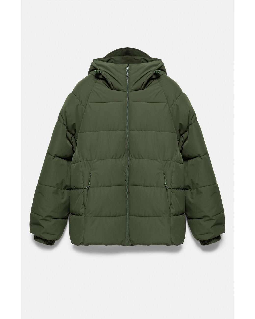 Pull&Bear Green Quilted Jacket With Hood for men