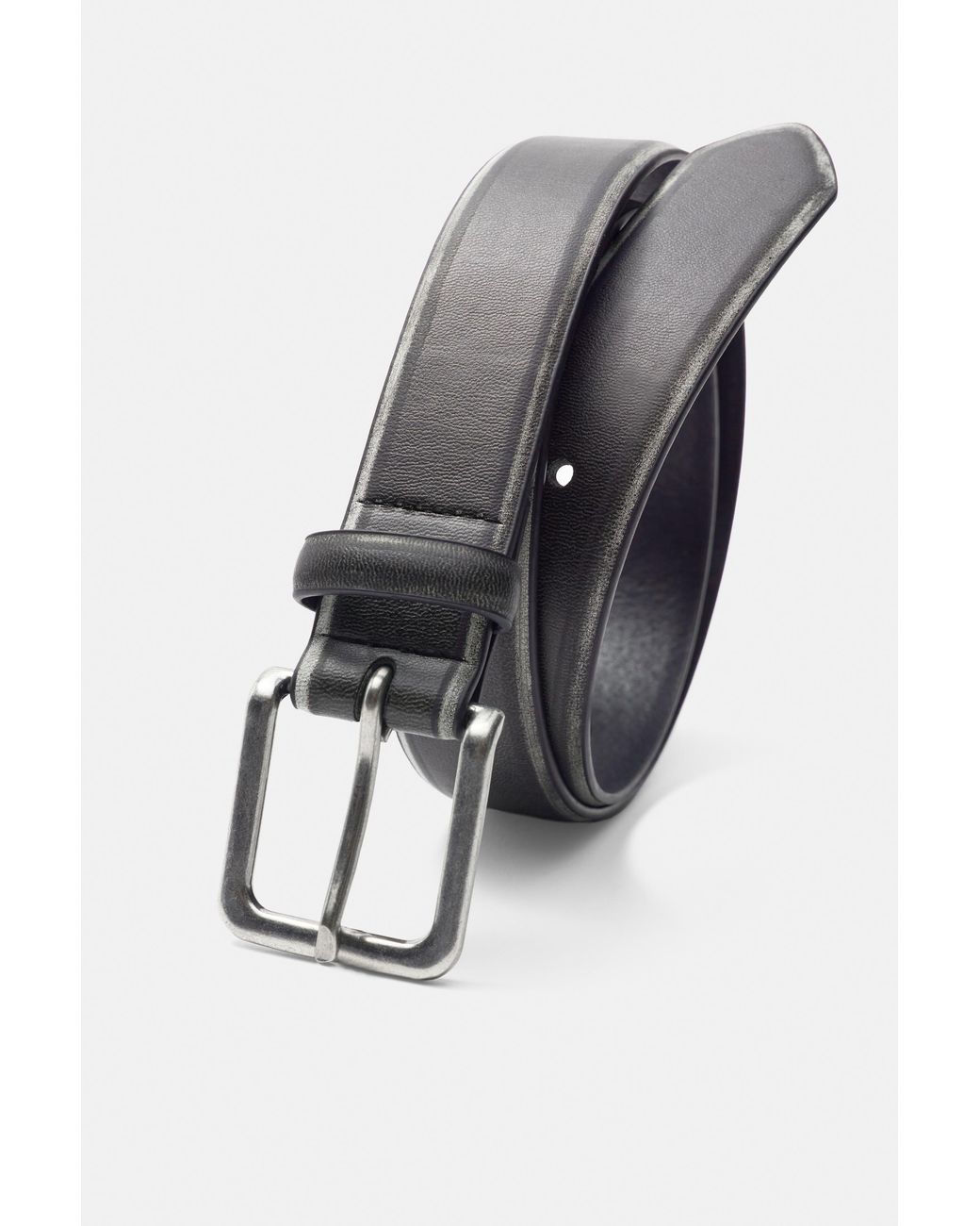 Pull&Bear Black Stwd Distressed Belt for men