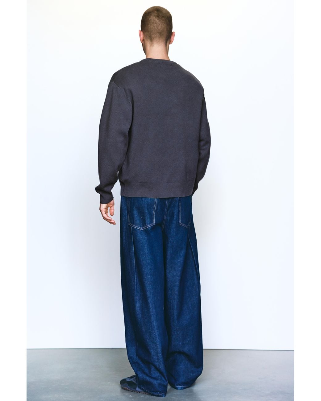 Pull&Bear Blue Soft Round Neck Jumper for men