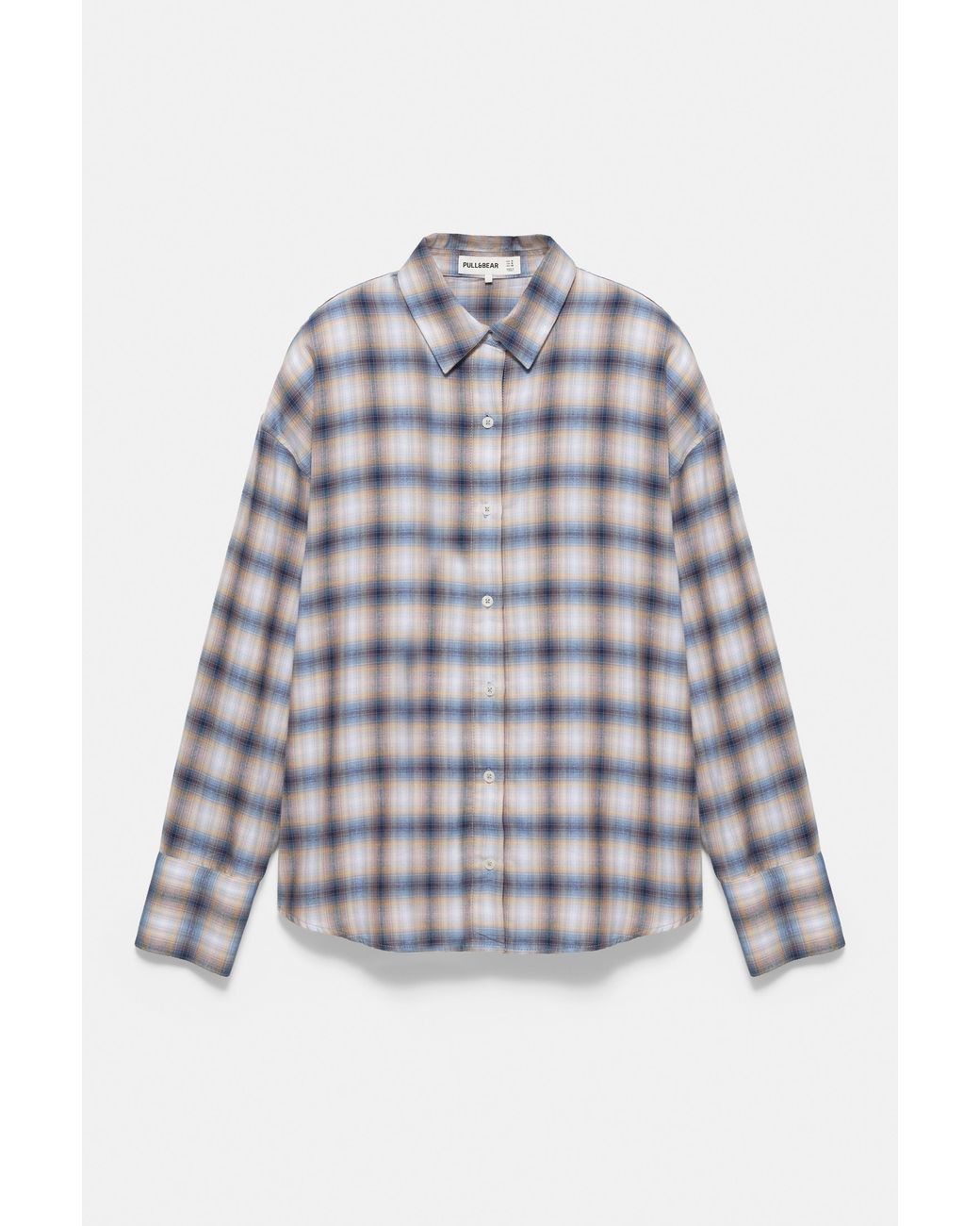 Pull&Bear Gray Check Long Sleeve Shirt