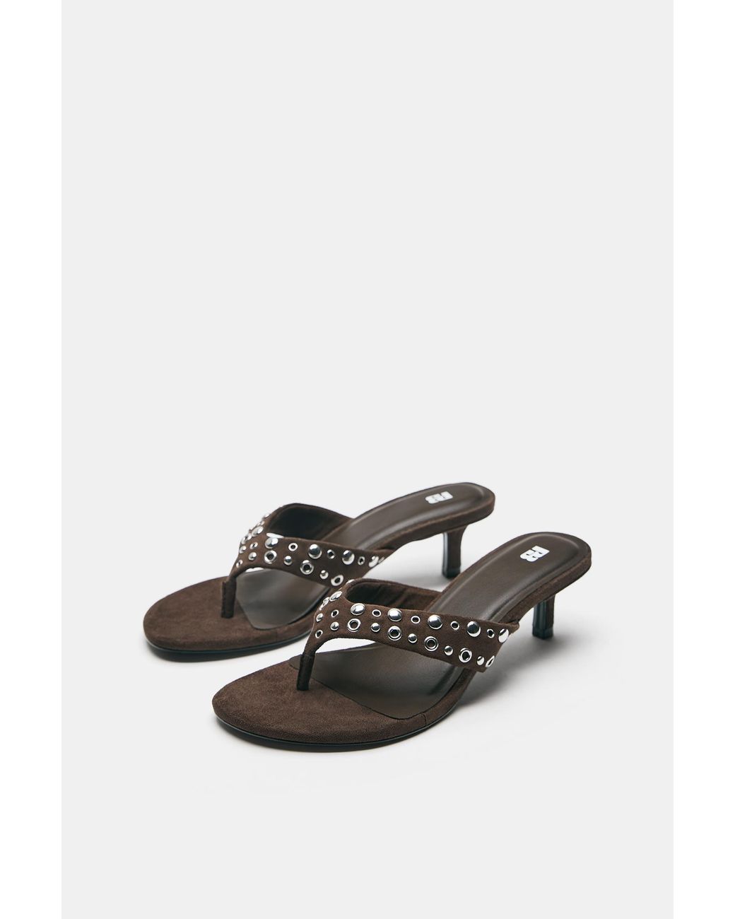 Pull&Bear Blue Heeled Sandals With Studs