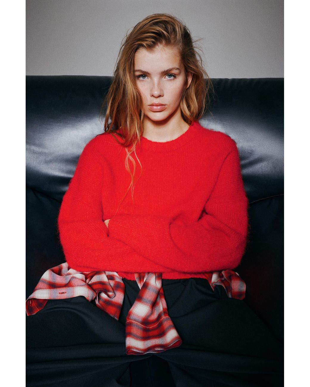Pull&Bear Red Basic-Strickpullover