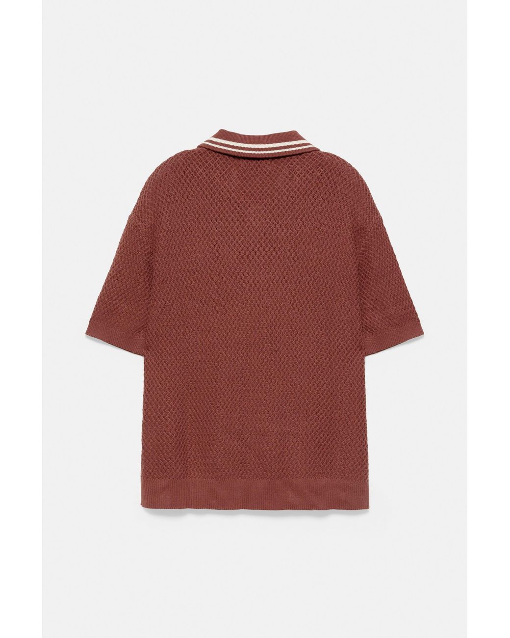 Pull&Bear Brown L'Île-Rousse Graphic Knit Polo Shirt for men
