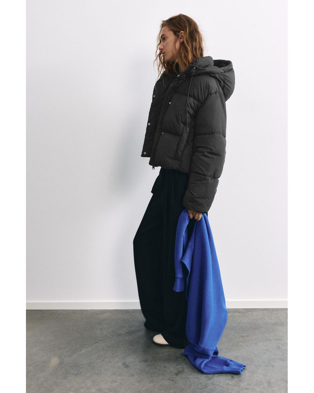 Pull&Bear Blue Puffer Jacket With Hood