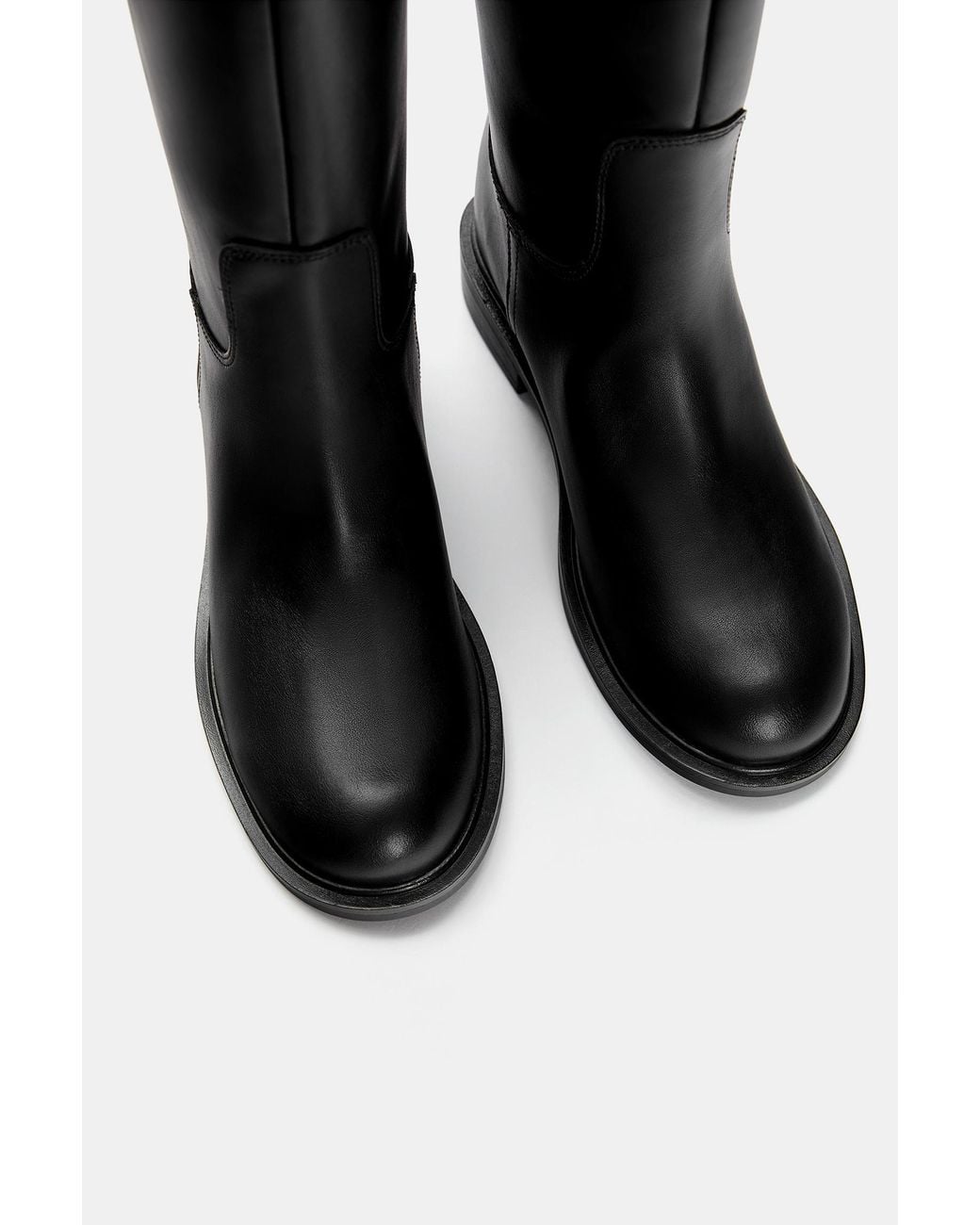 Pull&Bear Black High Flat Boots