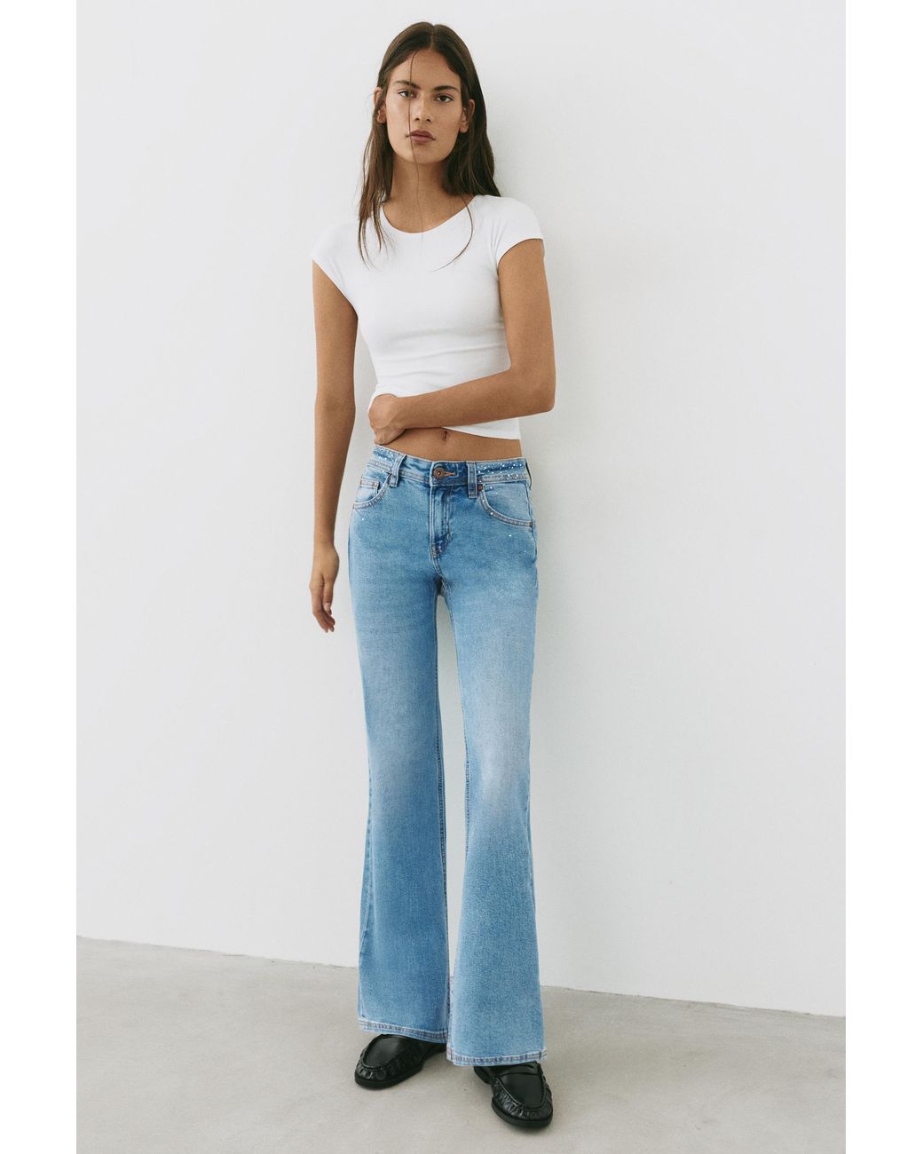Pull&Bear Blue Rhinestone Boot-Cut Jeans