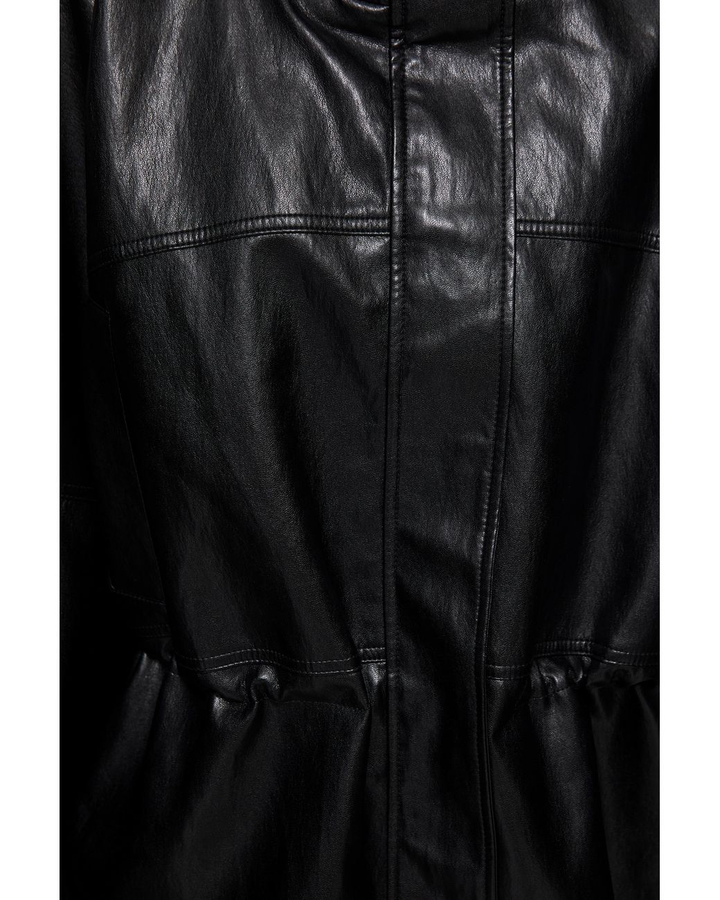 Pull&Bear Black Leather Effect High Neck Jacket