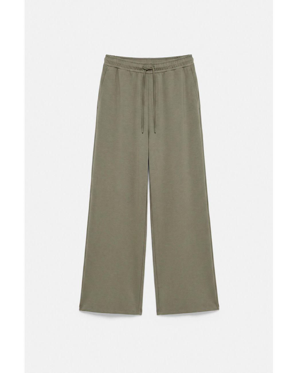 Pull&Bear Green Modal Wide-Leg Trousers