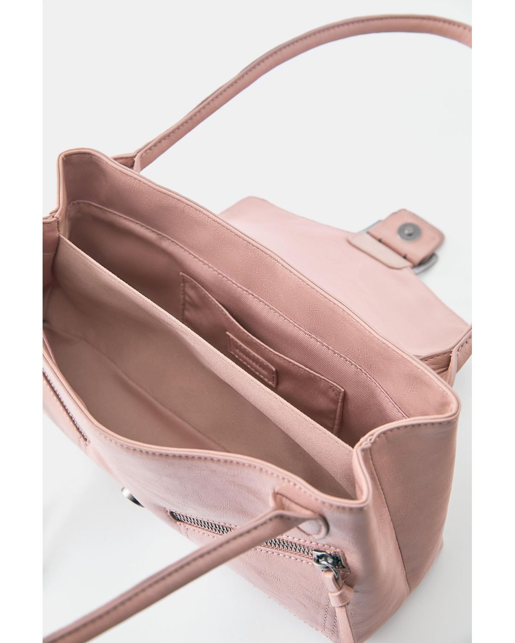 Pull&Bear Pink Shoulder Bag With Buckle And Zip Details