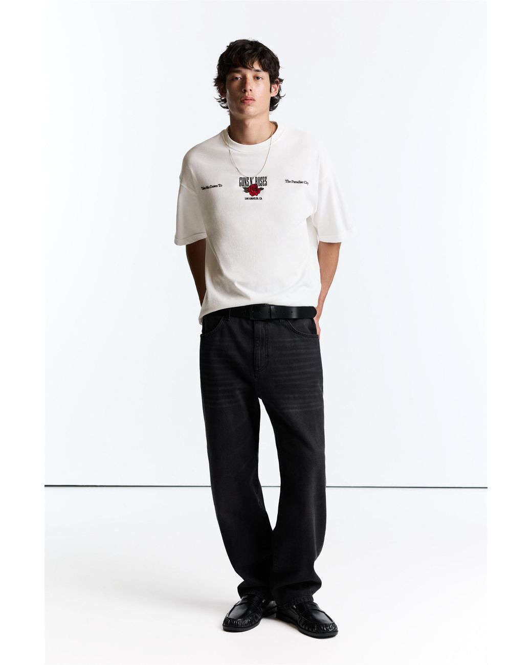 Pull&Bear White Guns N' Roses T-Shirt for men
