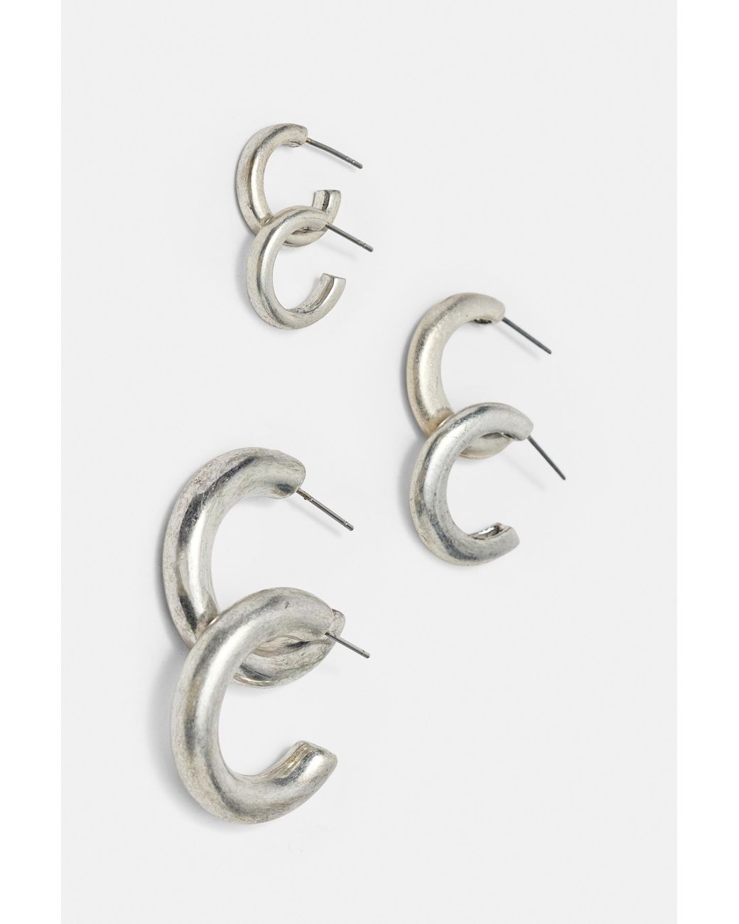Pull&Bear White 6-Pack Of Hoop Earrings