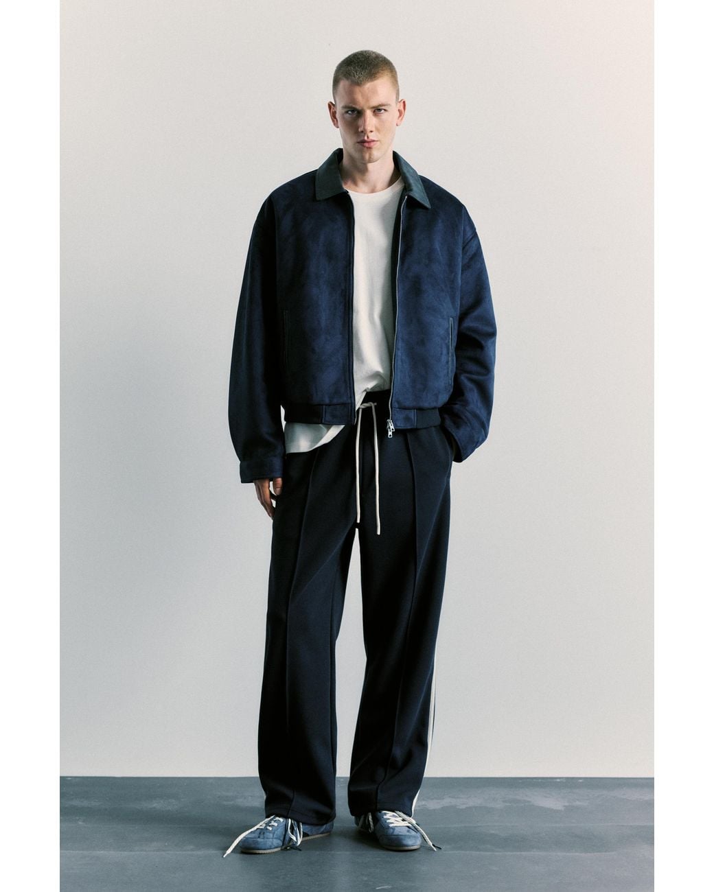 Pull&Bear Blue Jogger Trousers With Side Stripe for men