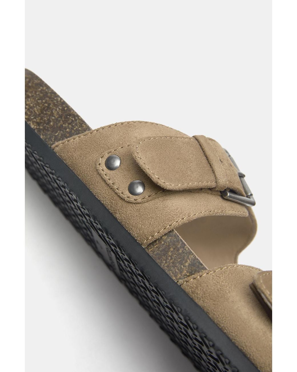 Pull&Bear Natural Buckled Sandals for men