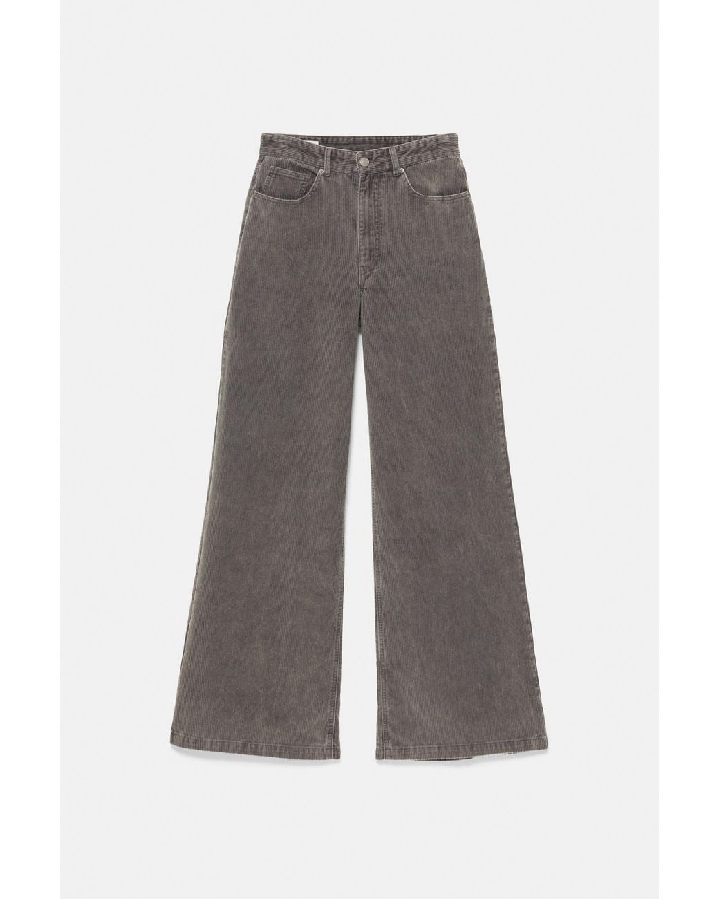 Pull&Bear Gray Corduroy Wide-Leg Jeans