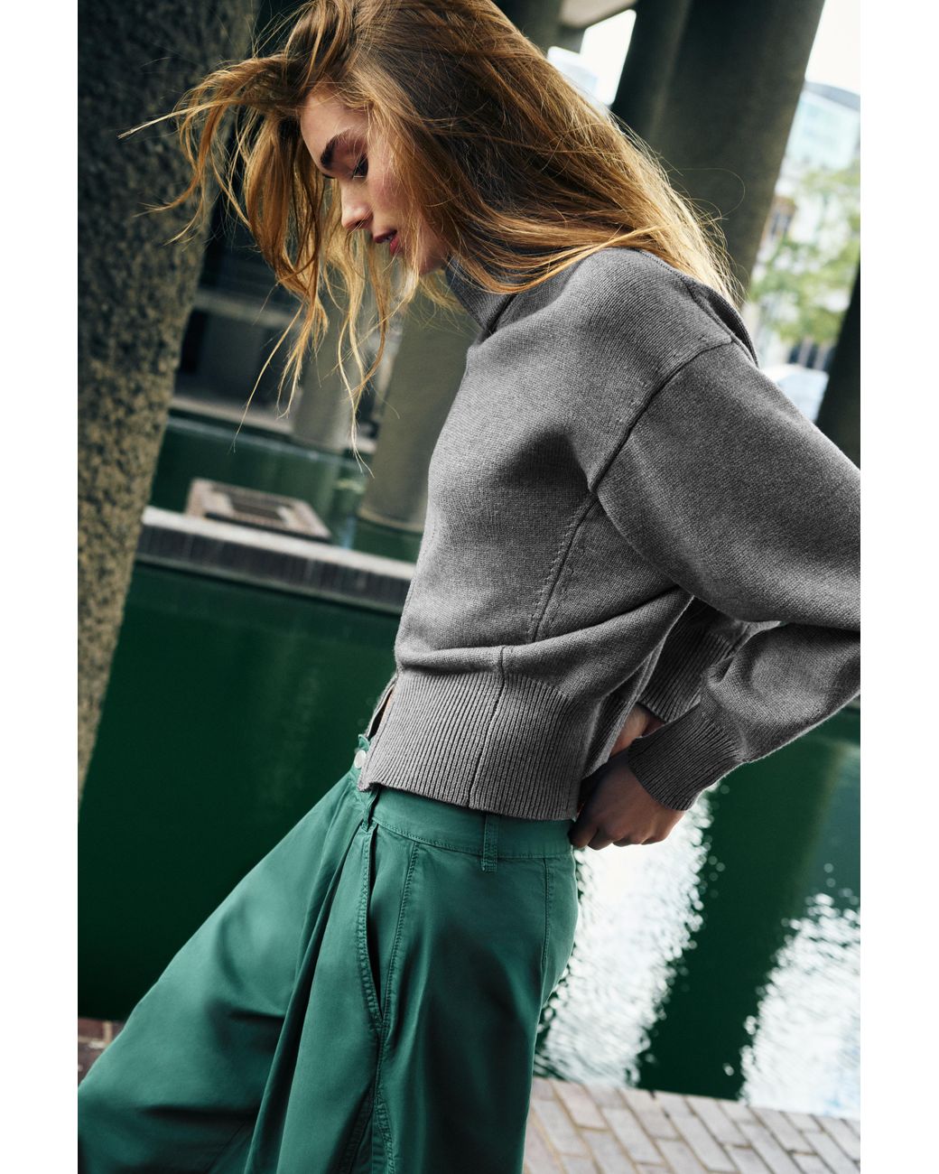Pull&Bear Green Zip-Up Cardigan